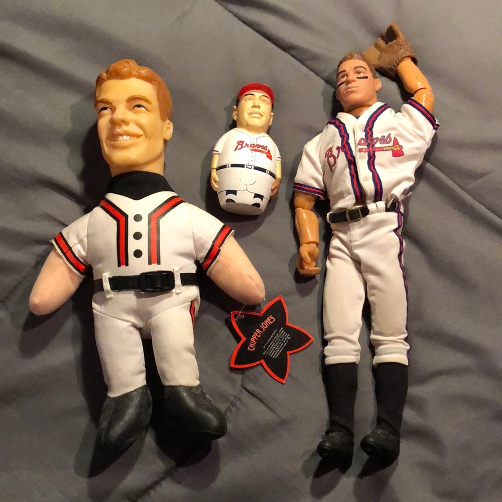 Atlanta Braves Chipper Jones Lot of Star Sack, Nesting Doll and Action Figure